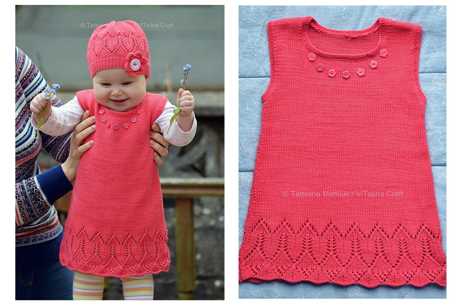 Knitting Pattern Coralline Flower Tunic Baby and Child