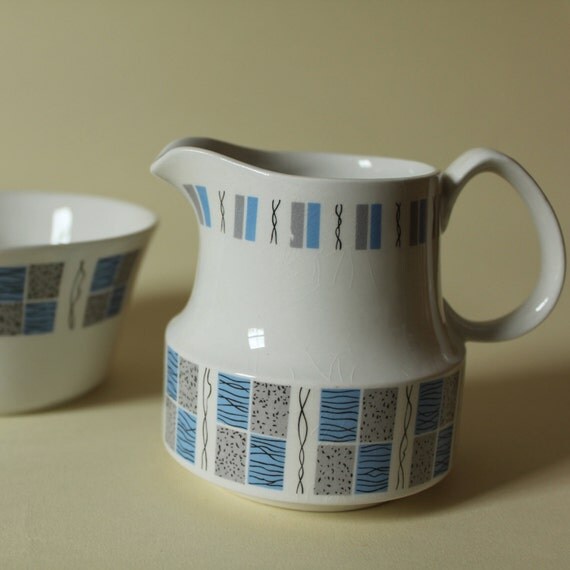 Retro Sugar and Creamer set Eames Era grey by 20thCenturyParade