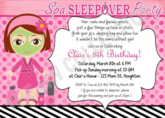 Slumber Party Printable Invitations by TheHWCollection on Etsy