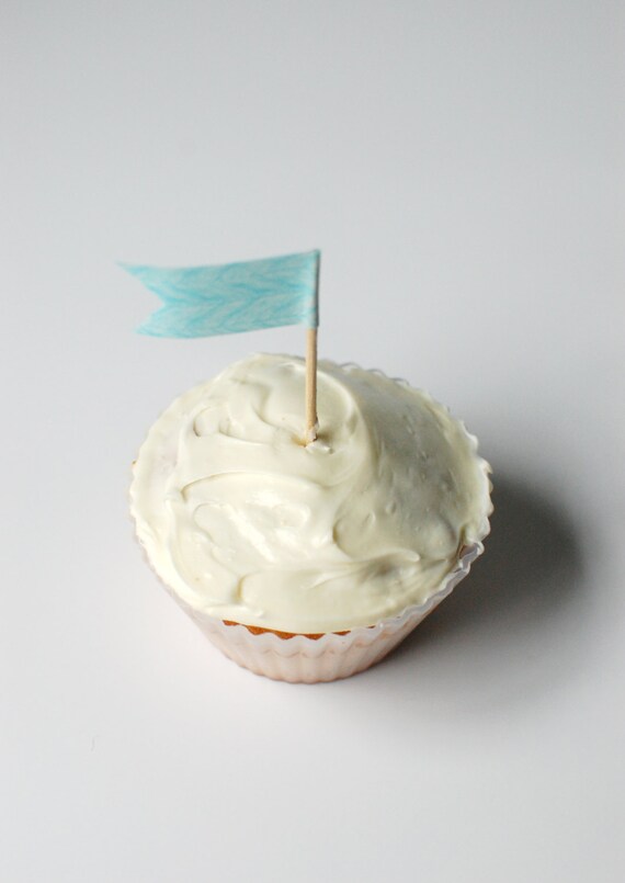 Items similar to 12 Washi Tape Flag Cupcake Toppers on Etsy