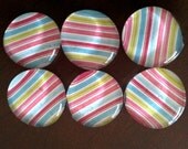 Rainbow Stripes Marble Magnets - Set of 6
