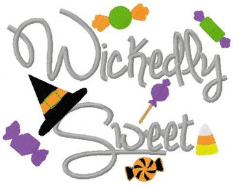 Halloween Embroidery Design Wickedly Sweet Embroidery Design Digital Instant Download 4x4 and 5x7