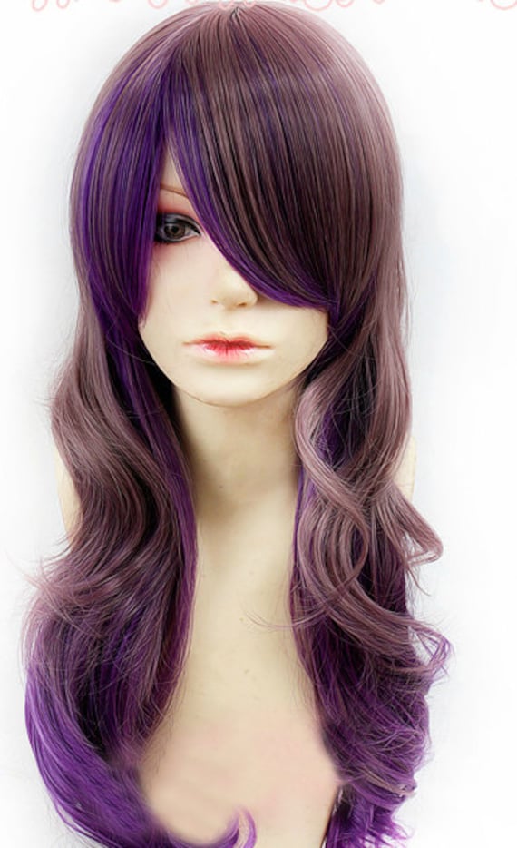 Dusty plum purple long curly wig