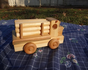 Wooden Logger Truck Pull/PushToy with Logs