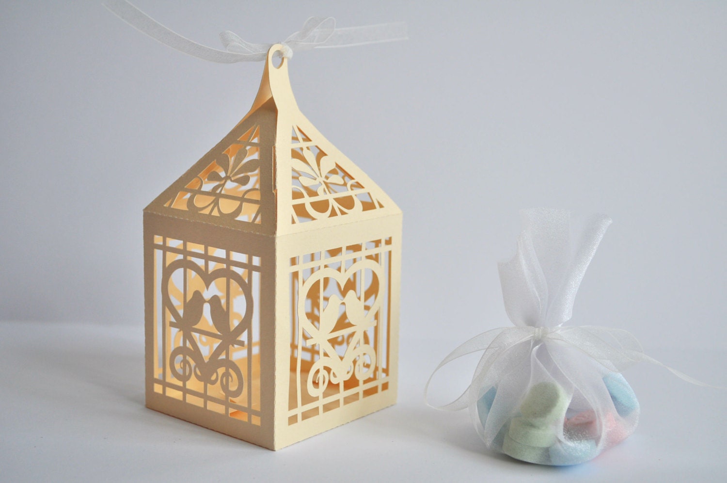 Download Love Birds Lantern Favor Box or Gift Box: SVG file by bypixiedust