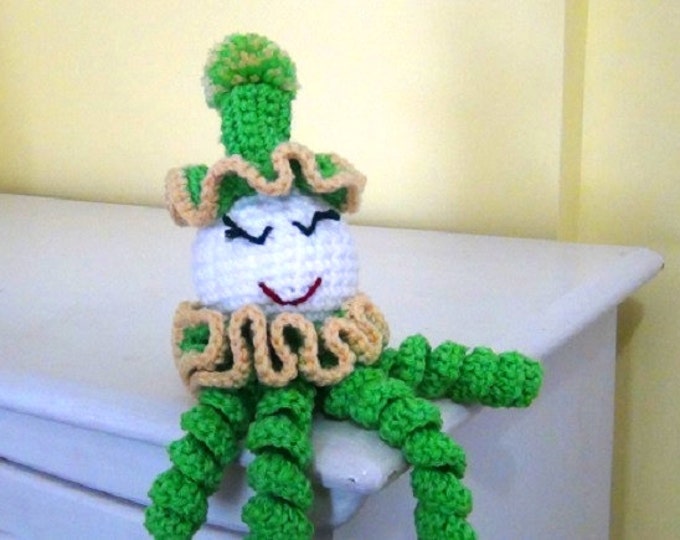 Clown Doll - St. Patrick's Day - Green Crochet Clown - Spiral Clown Doll - Handmade Baby Gift