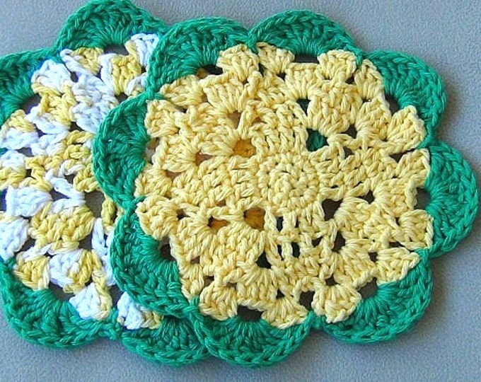 Crochet Dishcloth - Flower Wash Cloths - set of 2