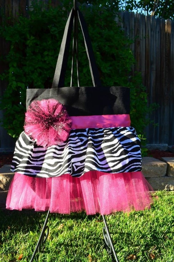 Items similar to Hot Pink Zebra Tutu Tote Bag on Etsy