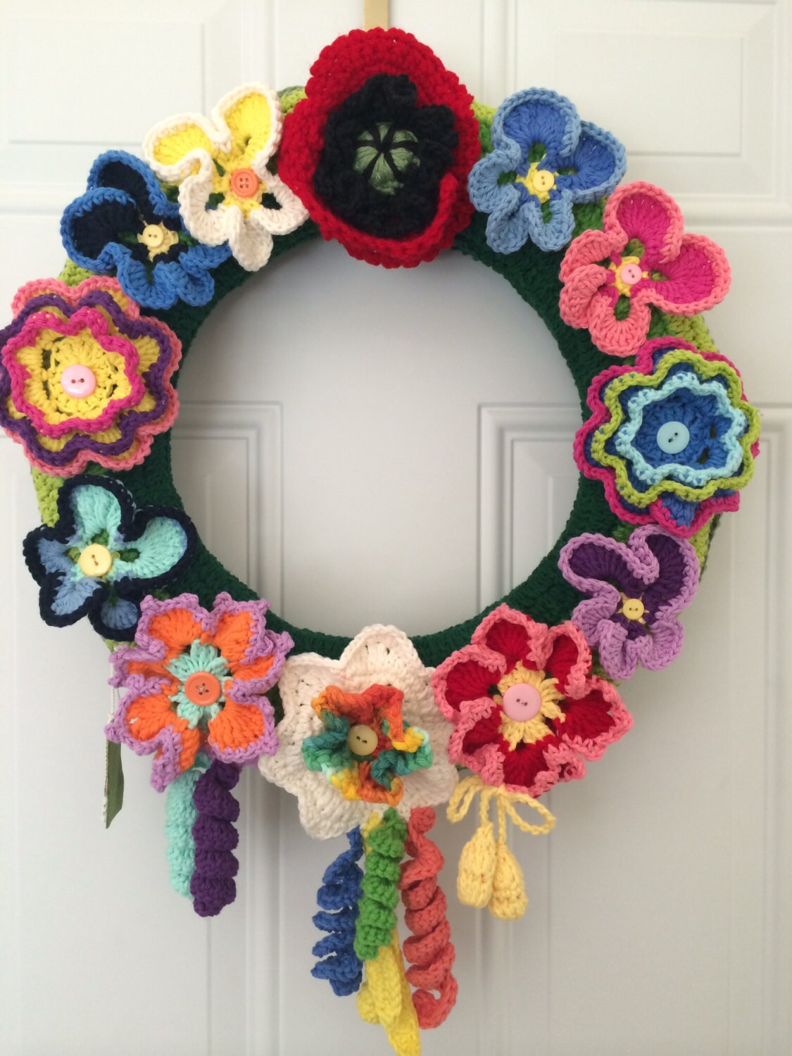 Crochet door wreath FREE SHIPPING Floral Door by