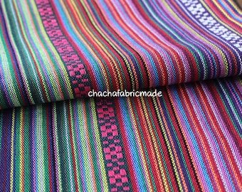 Tribal Fabric Ethnic Fabric Aztec Fabric Native Fabric BOHO Bohemian Style Color Stripe Fabric peruvian fabric- Half Yard