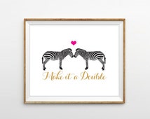 Make it a Double Zebra Art Print - Minimalist Home Decor - Twin Baby ... Make it a Double Zebra Art Print - Minimalist Home Decor - Twin Baby ...