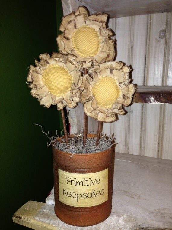 Items similar to Primitive Flower Arrangement - Yellow on Etsy