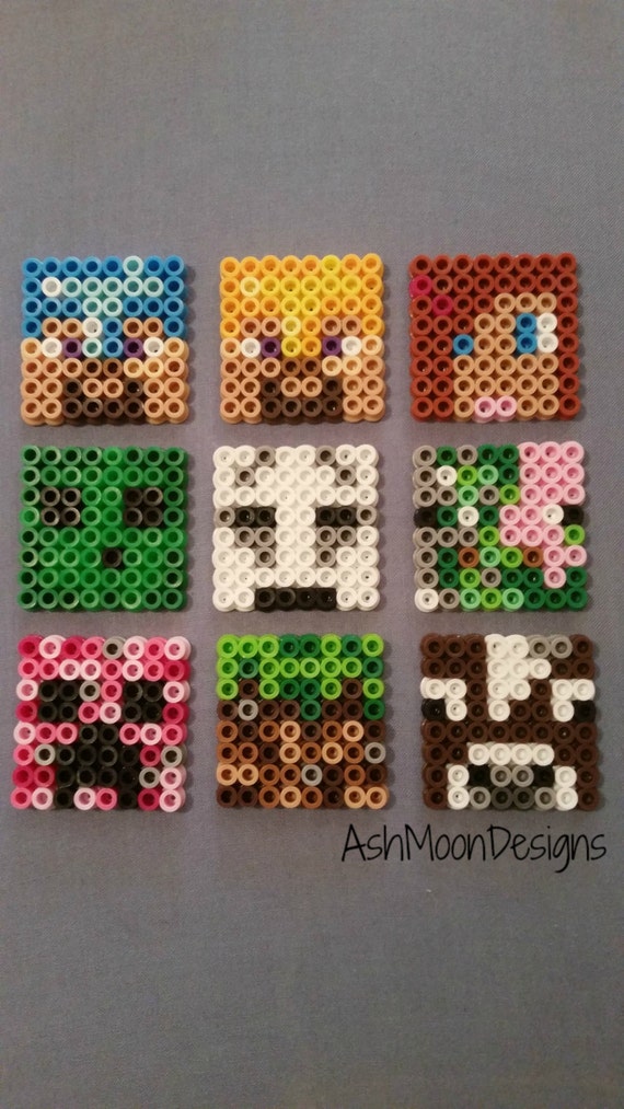 Minecraft Perler Bead Keychains Lanyard by AshMoonDesigns