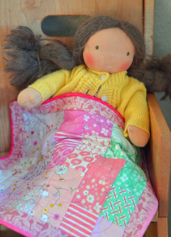 Items similar to Baby Doll Quilt Small Blanket for Doll, Stuffed