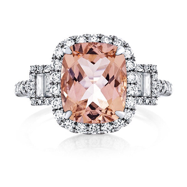 Morganite Engagement Ring 14kt White Gold by PristineCustomRings