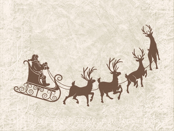 Digital Christmas Reindeer Vintage Christmas by DIYVintageArt