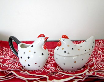 polka dot ceramic chicken