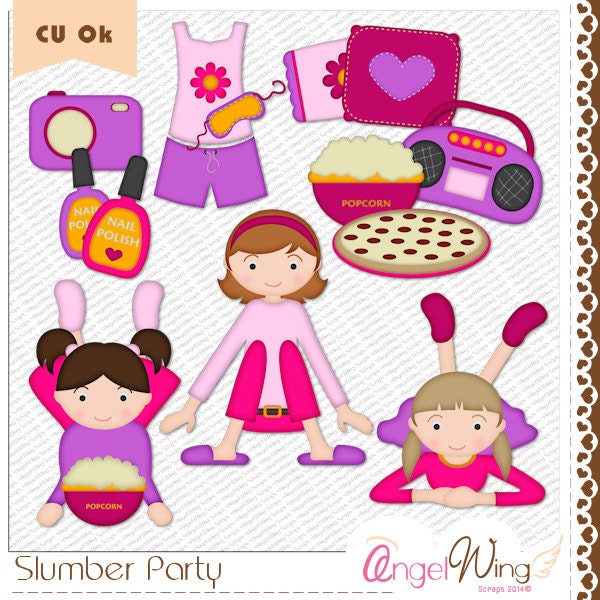 Slumber Party Digital Clip Art by AngelWingScraps on Etsy