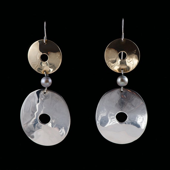 Robert Lee Morris RLM Studio Silver & Brass Dangle Earrings