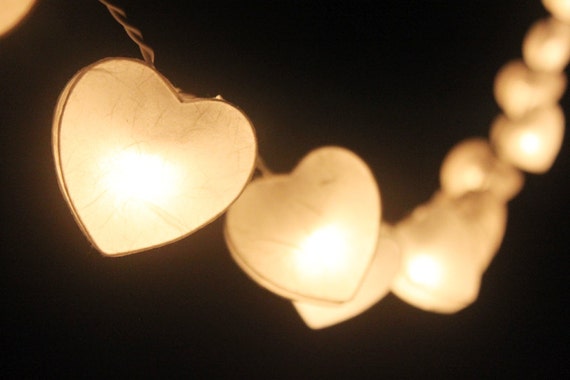 20 LED White hearts valentine Paper Lantern String Lights