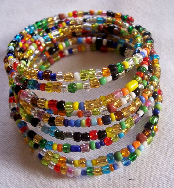 Items similar to Maasai African Beaded Bracelet-One size fit All- (Coil ...