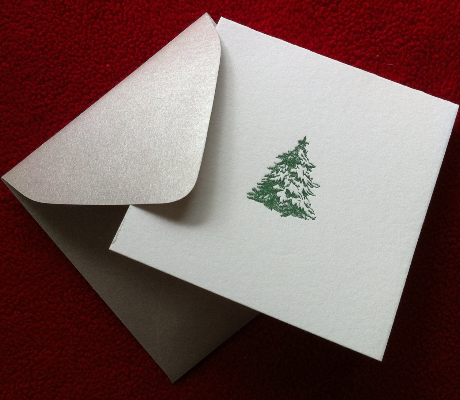 Mini Letterpress Christmas Tree Gift Cards Set of 10