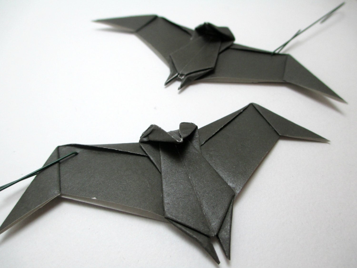 Two Origami Bat Ornaments / Paper Bat/ Holiday Ornaments