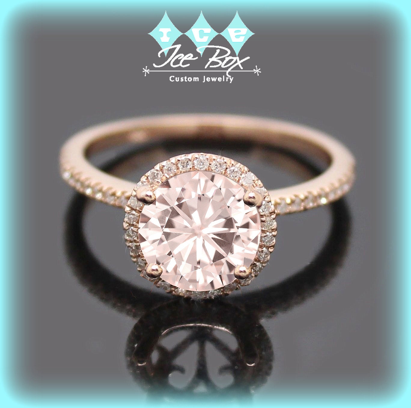 Pink Moissanite Engagement Ring 1.5ct Round Peach by InTheIceBox
