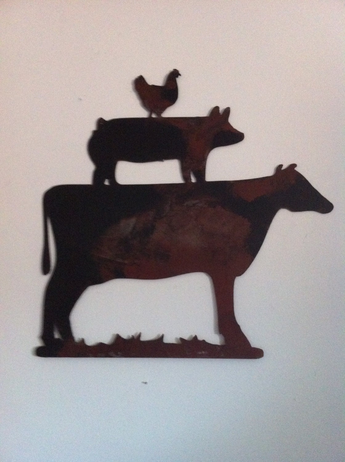 Kitchen Decor Metal Farm Animals Chicken Pig Cow Metal by