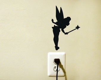 Tinkerbell Decal - Fairy Silhouette Velvet Wall Sticker - Kids Room Wall Art - Fairy Decal - Disney Tinkerbell Decor - iPad Decal