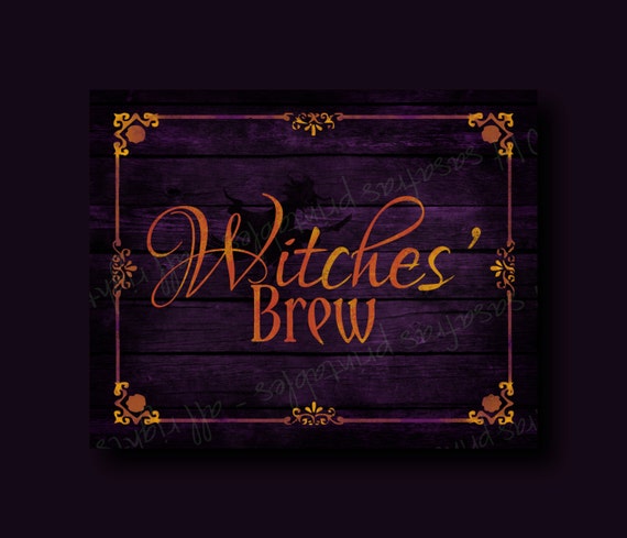 Witches' Brew Signature Drink Wooden Halloween Party