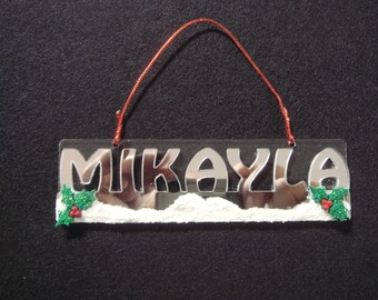 Name Christmas Ornaments Beautiful Eye Popping Mirrored Silver Acrylic Custom Ordered Names Life Time Keepsake For Tree or Wall For Family