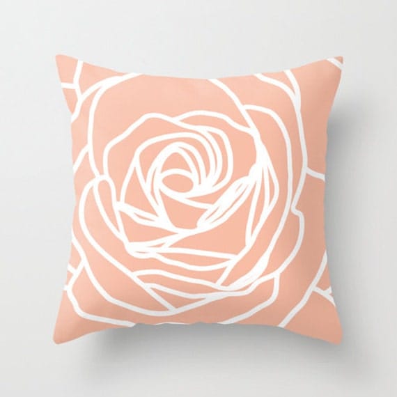 Rose Pillow Cover Modern Flower Peach Pastel Home Decor
