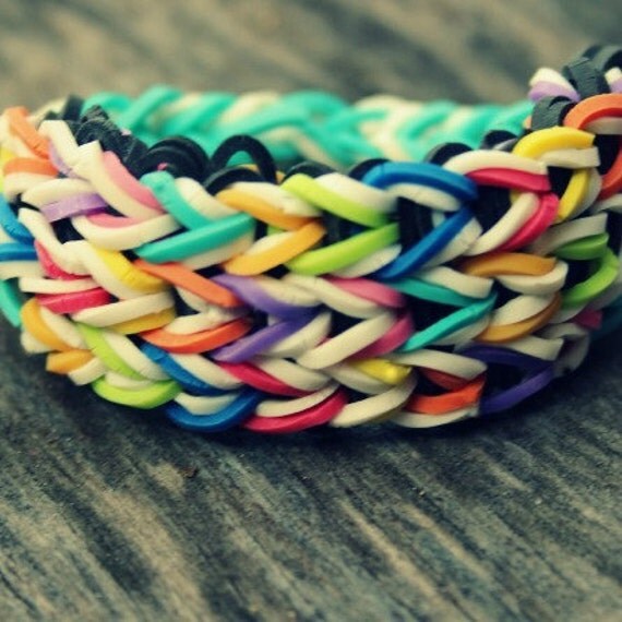 Items Similar To A Colorful Double Triple Rainbow Loom Bracelet On Etsy