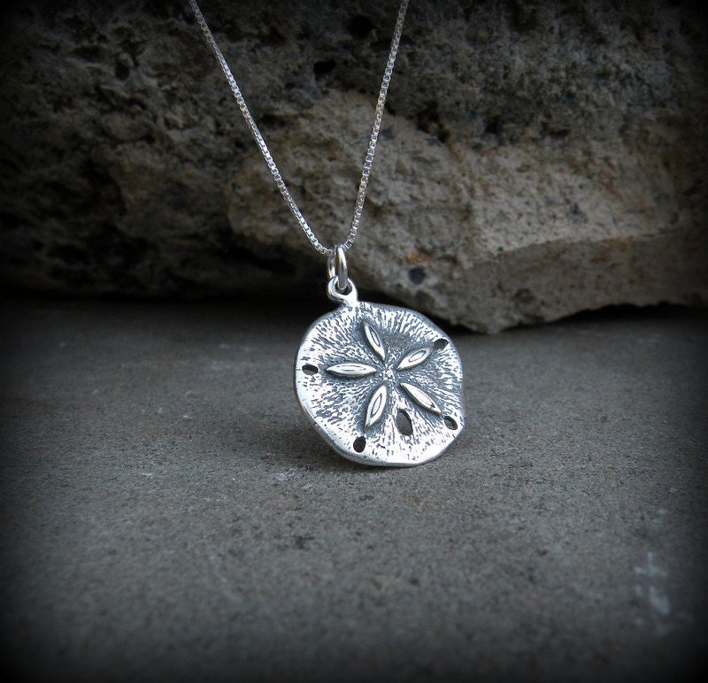 Silver sand dollar necklace Clearance