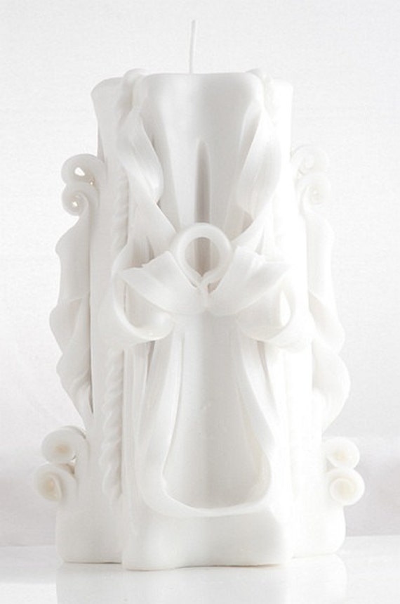 White Candle Carved Candle Unity candle by AmeliaCandles