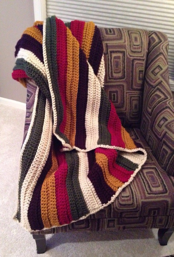 Items similar to Large Multicolor Striped Crochet Blanket on Etsy