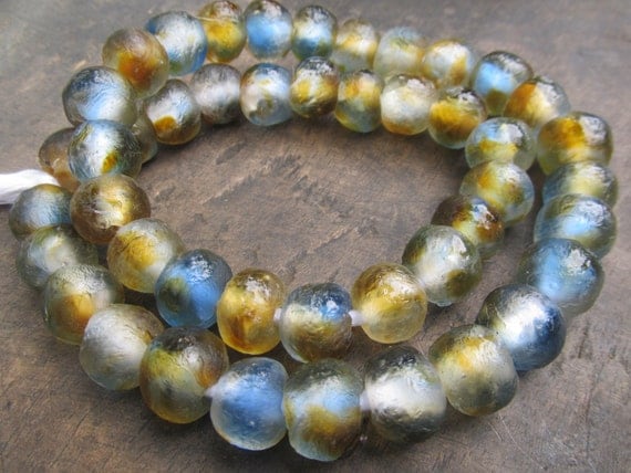 African recycled glass beads large 13/14 mm diam. 1