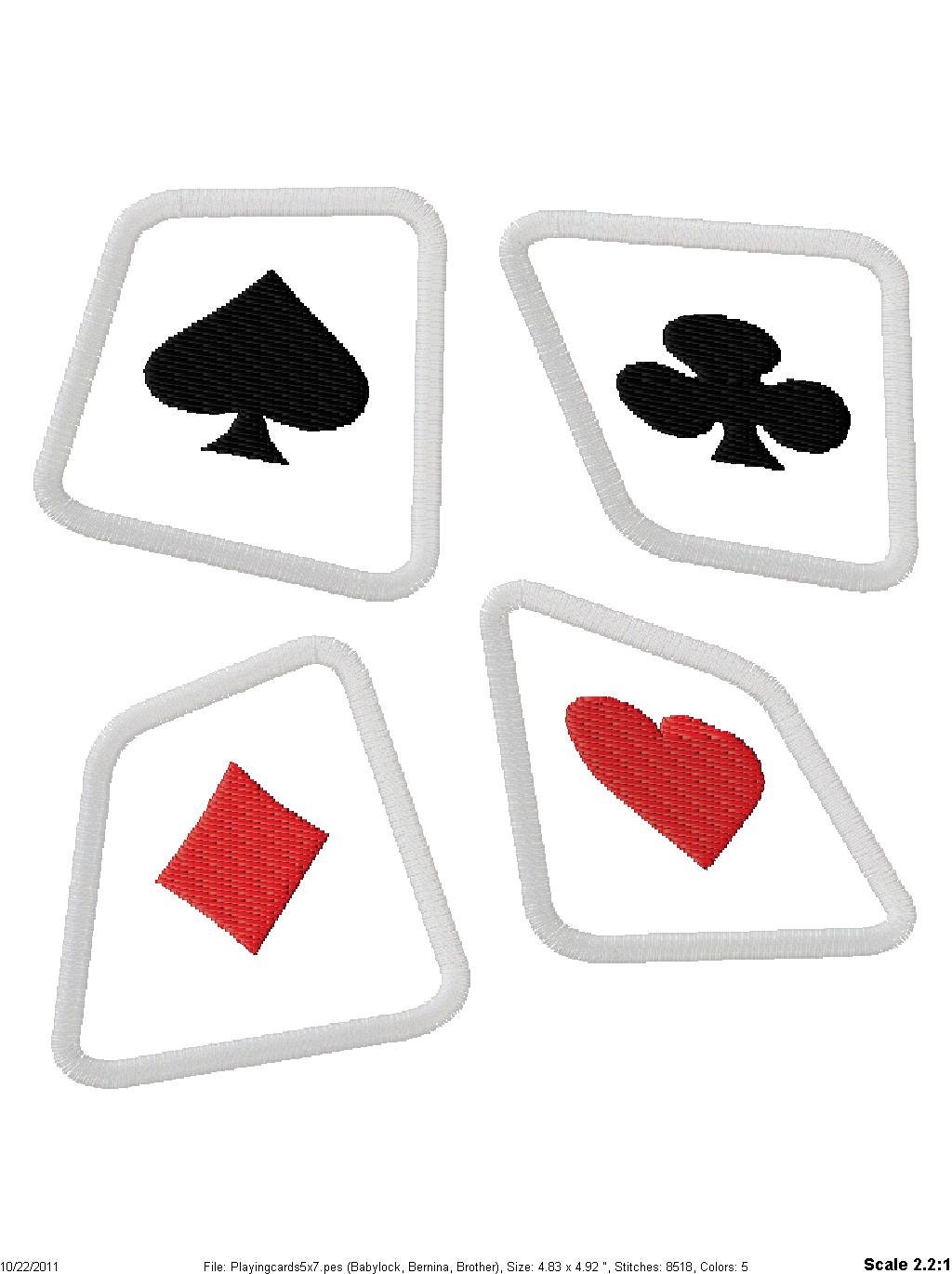 Playing Cards Applique Embroidery Design