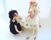 Crochet art dolls Mrs. & Mr. Sheeps, Cute stuffed animals, Soft toys, Holiday gifts ideas, Chinese new year, 2015 symbol, Wedding gifts toys