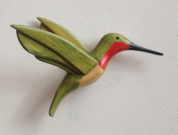 Items similar to Wood Carved Hummingbird, Hand Carved Bird, Decoy ...