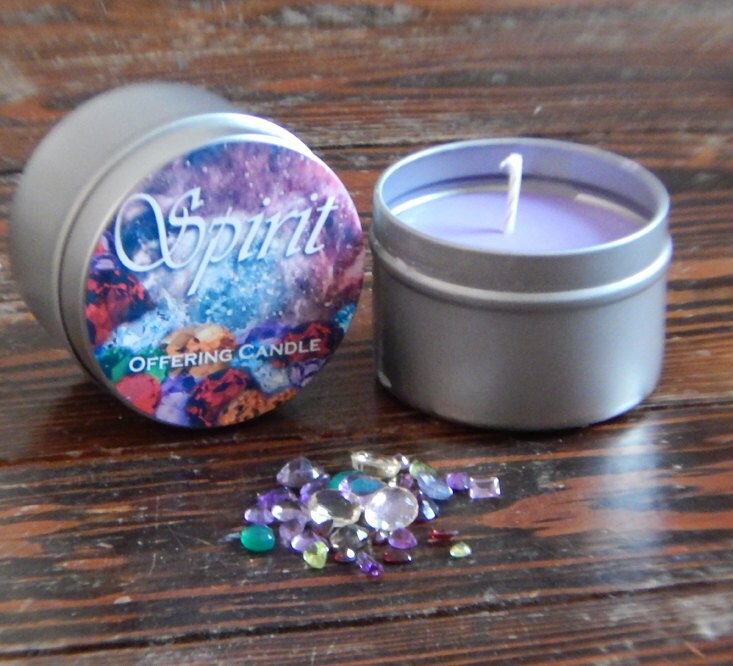 Gemstone Candle with Amethyst Citrine and Peridot