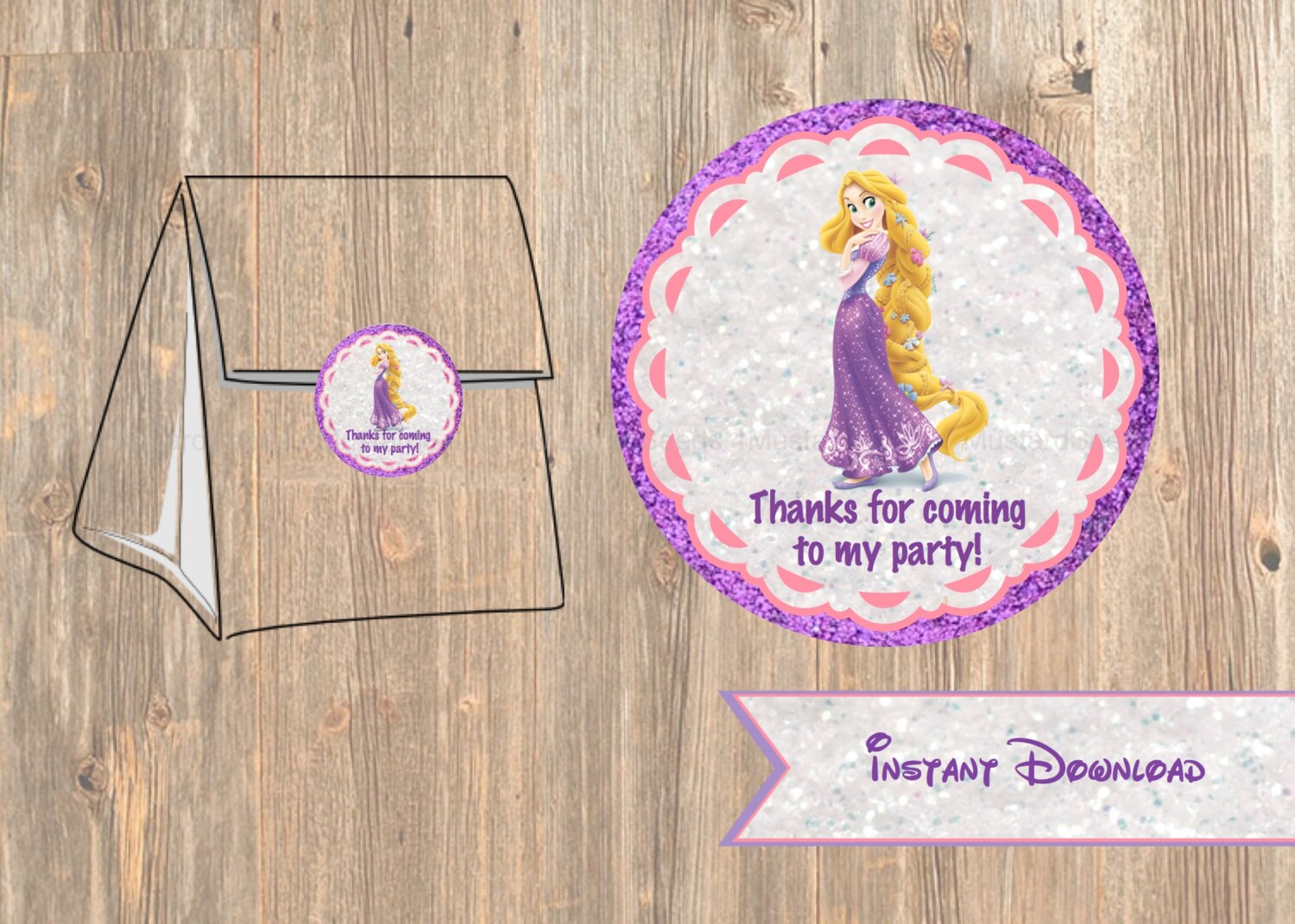 Rapunzel Favor Tag or Labels Disney Tangled Birthday Party