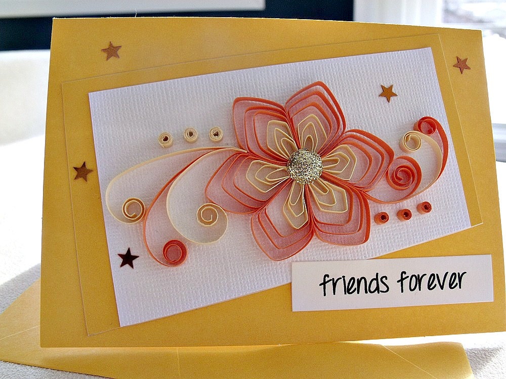 handmade paper quilled friendship greeting card friends