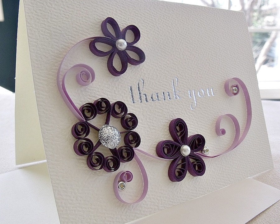 handmade paper quilled thank you card