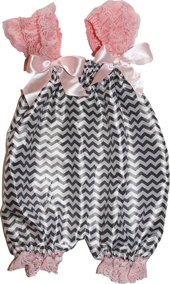 Items similar to Girls Infant Toddler Bubble Romper Chevron Pink Yellow