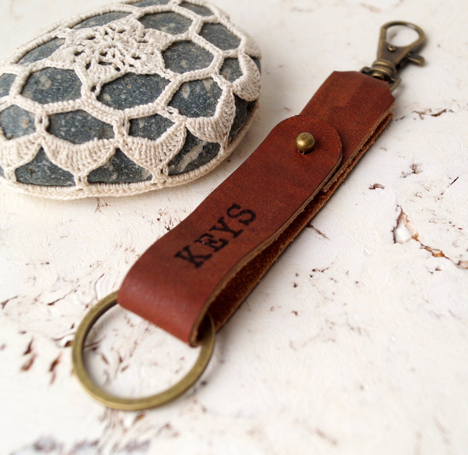 Custom Personalized Genuine Leather Keychain Engraved Leather