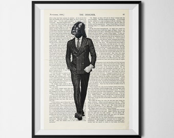 Darth Vader in a Black Suit, Home Decor, Wall Decor, Cute Gift, Comic Print