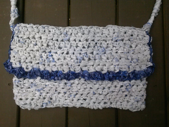 ... Bag  Crochet Messenger Bag  Upcycled Plarn Messenger Bag Messenger