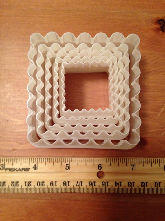 5Pcs Square Shape Cutter set with Wave edges by BakeIt14 on Etsy